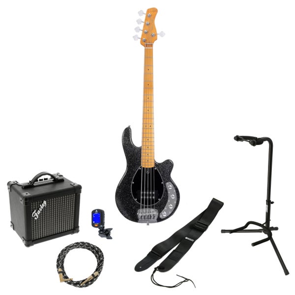 Sire Marcus Miller Z3 5-String Sparkle Black 5-snarige elektrische basgitaar starterset