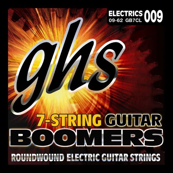 GHS Guitar Boomers GB7CL Custom Light .009-.062 7-String Jeu de cordes pour guitare électrique
