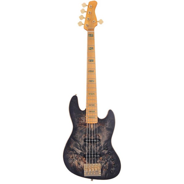 Sire Marcus Miller V10 5 Transparent Black Satin 5-snarge elektrische basgitaar met gigbag