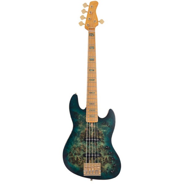 Sire Marcus Miller V10 5 Transparent Green Satin 5-snarge elektrische basgitaar met gigbag