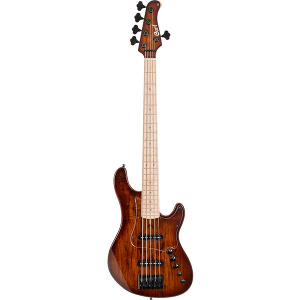 Cort GB-Fusion 5 Antique Brown Burst 5-snarige elektrische basgitaar met gigbag