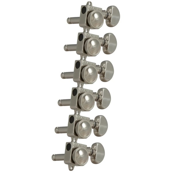 Grover 505FVN Roto-Grip Locking Rotomatics for Vintage F-Style Clavijas de afinación para guitarra, 6 en línea, lado del bajo, izquierda, níquel