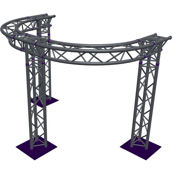 Altura FA33-CIRH-Ø2-H2-AD-S ½-circle triangular truss, Ø2×2m, silver, T-brace, apex down
