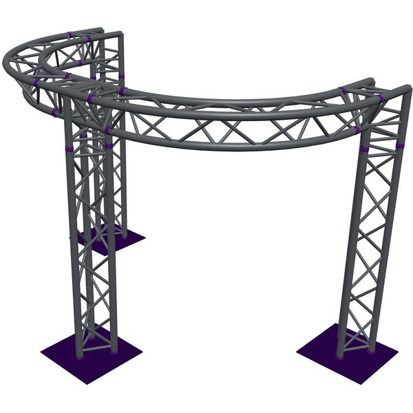 Altura FA33-CIRH-Ø2-H2-C21-AD-S Trave triangolare a semicerchio Ø 2×2 m, argento, 90°, vertice verso il basso