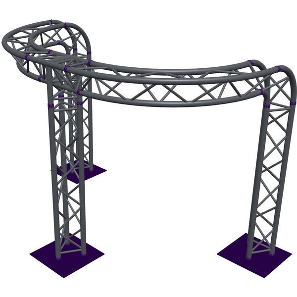 Altura FA33-CIRH-Ø2-H2-C21R-AD-S Trave triangolare a semicerchio Ø 2×2 m, argento, piegata a 90°, vertice verso il basso