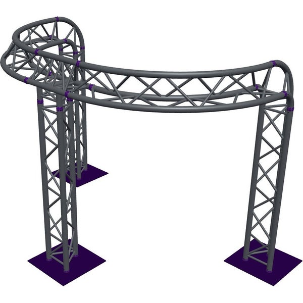Altura FA33-CIRH-Ø2-H2-C21R-AU-S Trave triangolare a semicerchio Ø 2×2 m, argento, piegata a 90°, vertice verso l'alto