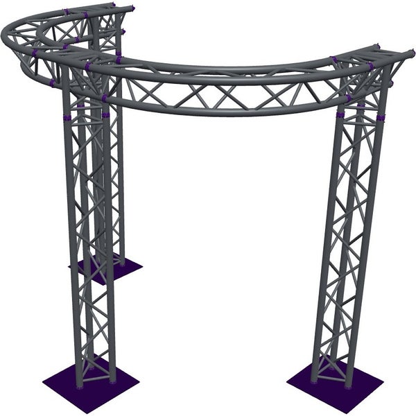 Altura FA33-CIRH-Ø2-H2.5-AD-S Trave triangolare a semicerchio Ø 2 × 2,5 m, argento, angolo a T con vertice verso il basso