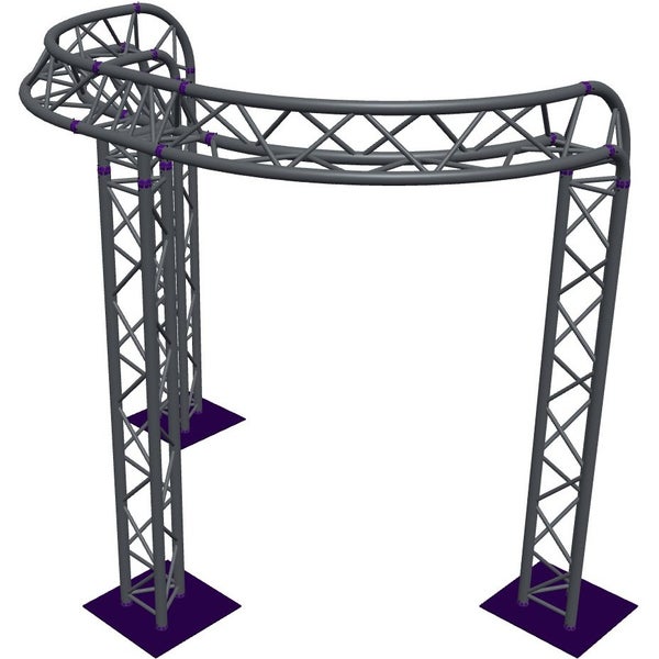 Altura FA33-CIRH-Ø2-H2.5-C21R-AU-S ½-circle triangular truss, Ø2×2.5m, silver, 90° bend, apex up