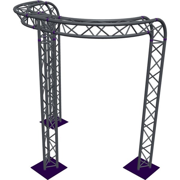 Altura FA33-CIRH-Ø2-H3-C21R-AD-S Trave triangolare a semicerchio Ø2×3 m, argento, piegata a 90°, vertice verso il basso