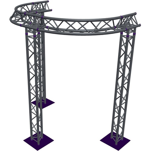 Altura FA33-CIRH-Ø2-H3-AU-S ½-circle triangular truss, Ø2×3m, silver, T-brace, apex up