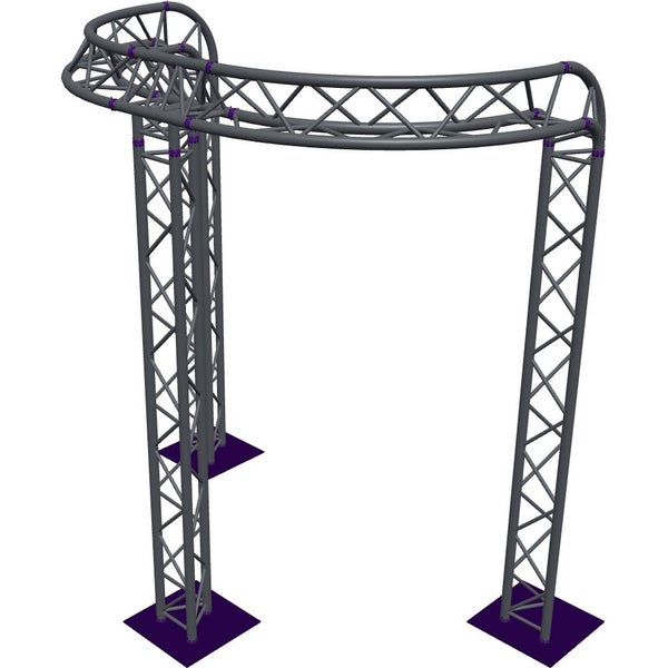 Altura FA33-CIRH-Ø2-H3-C21R-AU-S ½-circle triangular truss, Ø2×3m, silver, 90° bend, apex up