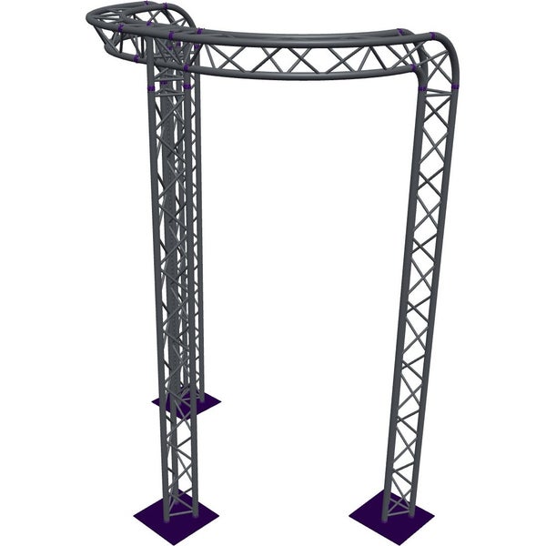 Altura FA33-CIRH-Ø2-H4-C21R-AD-S ½cirkel, triangulär fackverkskonstruktion, Ø2×4 m, silver, 90° böjd, toppen nedåt