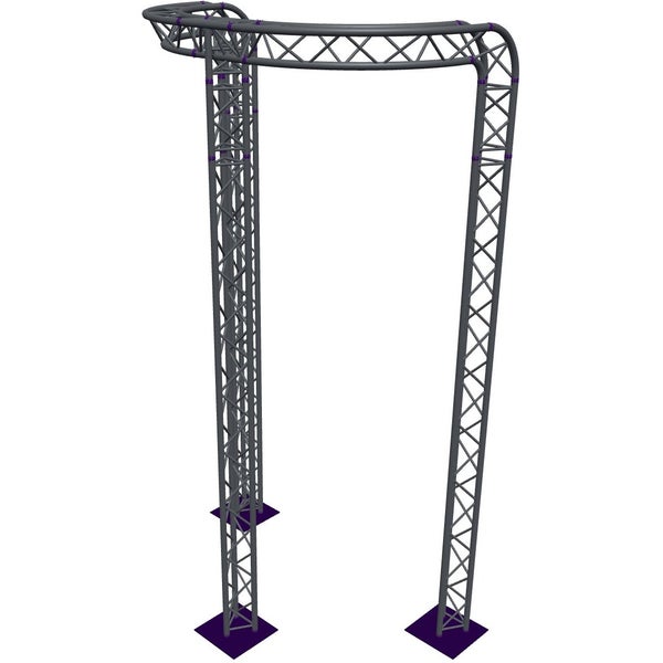 Altura FA33-CIRH-Ø2-H5-C21R-AD-S ½-circle triangular truss, Ø2×5m, silver, 90° bend, apex down