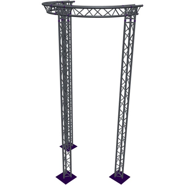 Altura FA33-CIRH-Ø2-H5.5-AD-S ½-circle triangular truss, Ø2 × 5.5 m, silver, T-brace, apex down