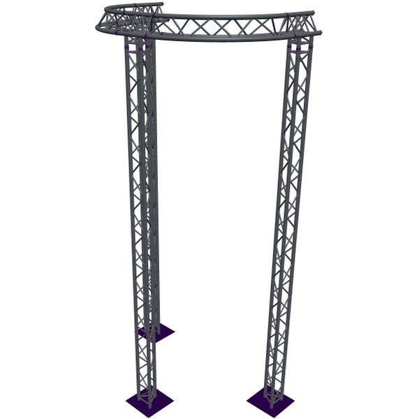 Altura FA33-CIRH-Ø2-H5.5-AU-S ½-circle triangular truss, Ø2 × 5.5 m, silver, T-brace, apex up