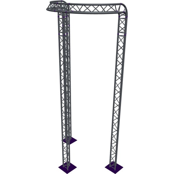 Altura FA33-CIRH-Ø2-H6-C21R-AU-S Trave triangolare a semicerchio Ø2×6 m, argento, piegata a 90°, vertice verso l'alto