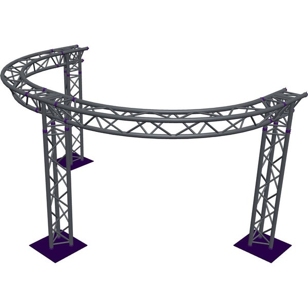 Altura FA33-CIRH-Ø3-H2-AD-S ½-circle triangular truss, Ø3×2m, silver, T-brace, apex down