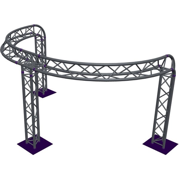 Altura FA33-CIRH-Ø3-H2-C21R-AU-S ½-circle triangular truss, Ø3×2m, silver, 90° bend, apex up
