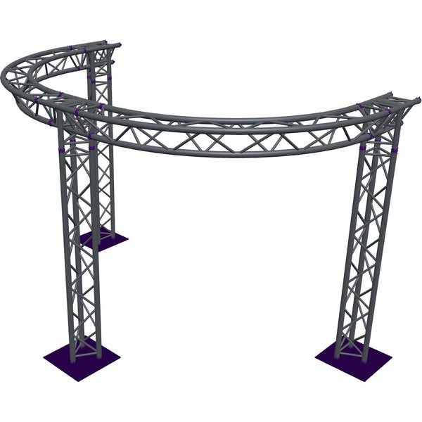 Altura FA33-CIRH-Ø3-H2.5-AD-S ½-circle triangular truss, Ø3 × 2.5 m, silver, T-brace, apex down