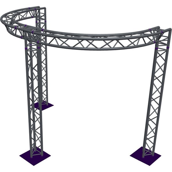 Altura FA33-CIRH-Ø3-H3-C21-AD-S Estructura triangular semicircular de Ø3×3 m, color plateado, vértice a 90° hacia abajo