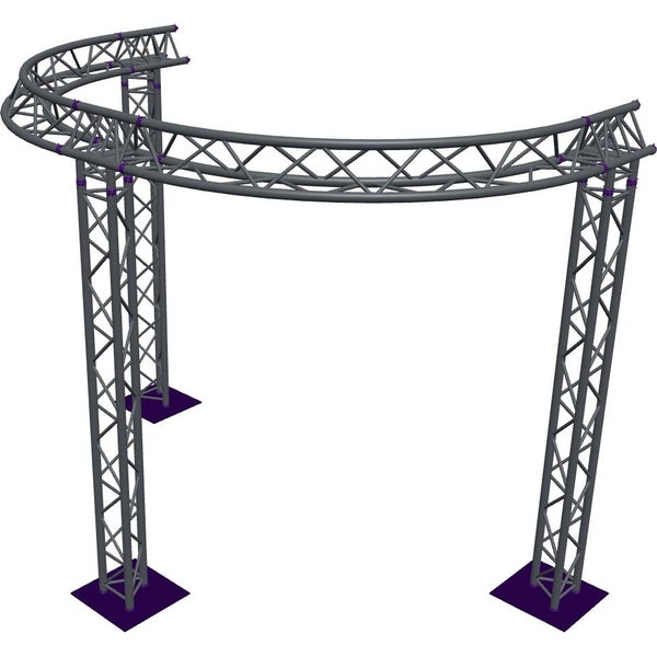 Altura FA33-CIRH-Ø3-H3-AU-S Estructura triangular semicircular de Ø3×3 m, color plateado, con ángulo en T y vértice hacia arriba