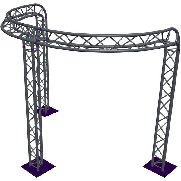 Altura FA33-CIRH-Ø3-H3-C21R-AU-S ½-circle triangular truss, Ø3×3m, silver, 90° curved, apex up