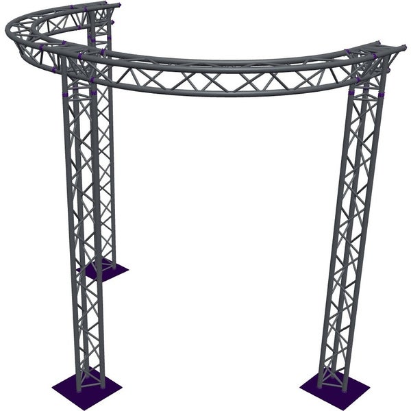 Altura FA33-CIRH-Ø3-H3.5-AD-S ½-circle triangular truss, Ø3×3.5m, silver, T-brace, apex down