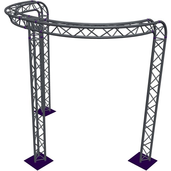 Altura FA33-CIRH-Ø3-H3.5-C21R-AD-S ½-circle triangular truss, Ø3×3.5m, silver, 90° bend, apex down