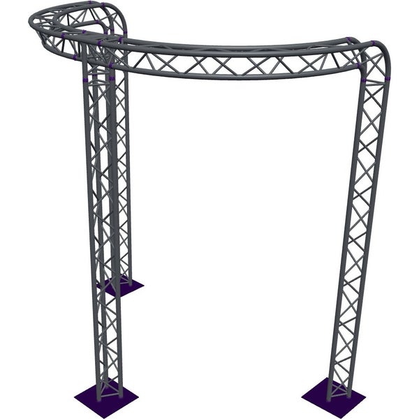 Altura FA33-CIRH-Ø3-H4-C21R-AD-S ½-circle triangular truss, Ø3×4m, silver, 90° bend, apex down