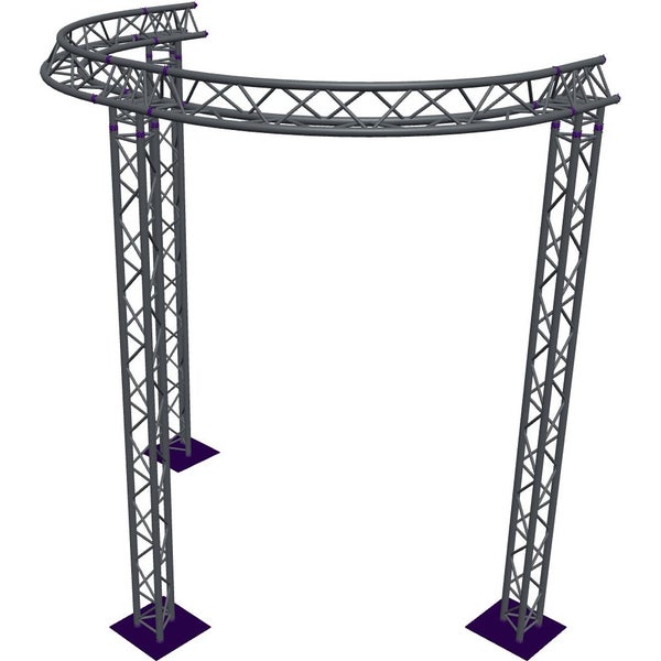 Altura FA33-CIRH-Ø3-H4-AU-S Estructura triangular semicircular de Ø3×4 m, color plata, con ángulo en T y vértice hacia arriba