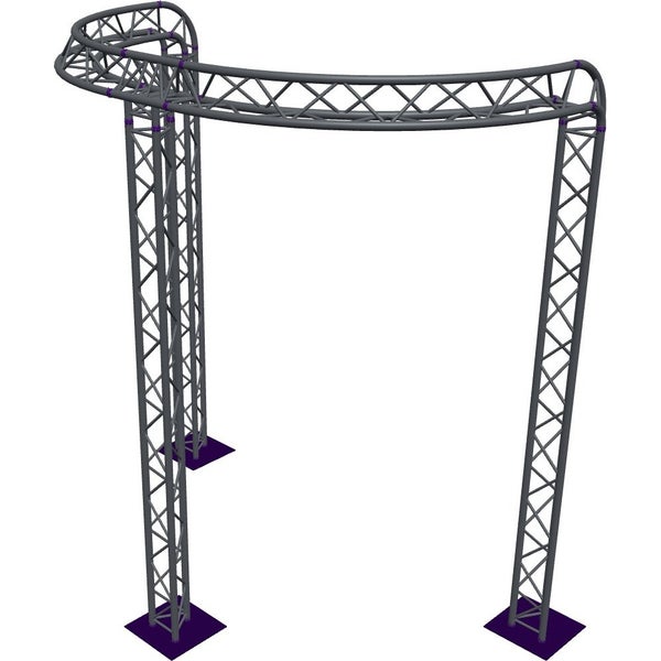 Altura FA33-CIRH-Ø3-H4-C21R-AU-S ½-circle triangular truss, Ø3×4m, silver, 90° bend, apex up