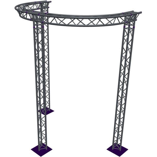 Altura FA33-CIRH-Ø3-H4.5-AD-S ½-circle triangular truss, Ø3×4.5m, silver, T-brace, apex down