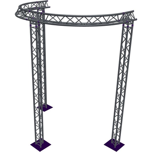 Altura FA33-CIRH-Ø3-H4.5-AU-S ½-circle triangular truss, Ø3×4.5m, silver, T-brace, apex up