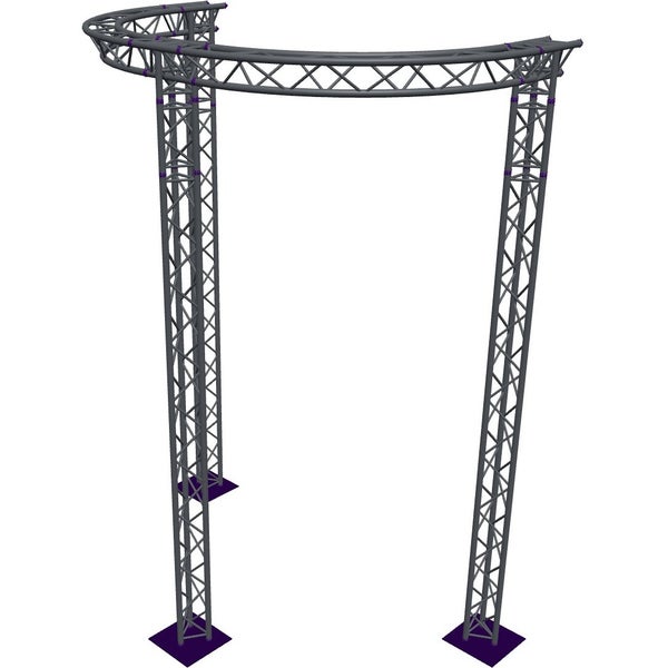 Altura FA33-CIRH-Ø3-H5-AD-S ½-circle triangular truss, Ø3×5m, silver, T-brace, apex down