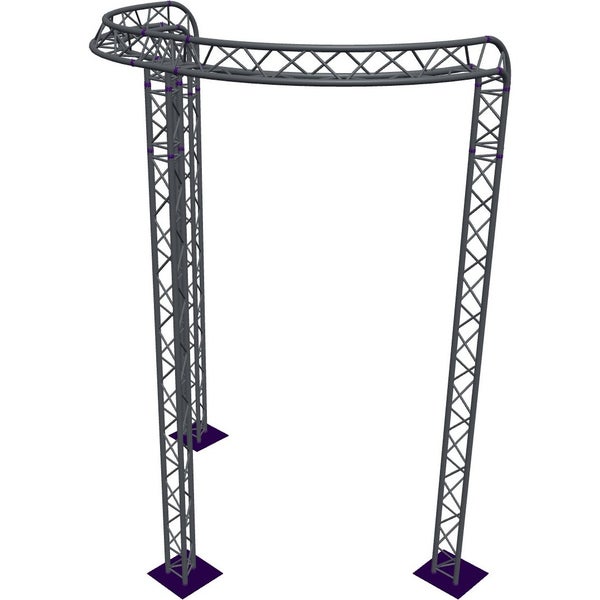 Altura FA33-CIRH-Ø3-H5-C21R-AU-S ½cirkelformad triangulär fackverkskonstruktion, Ø3×5 m, silver, 90° böjd, toppen uppåt