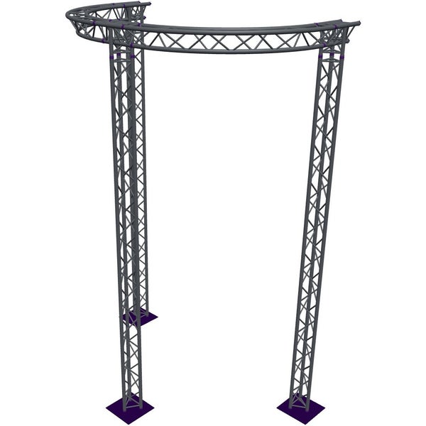 Altura FA33-CIRH-Ø3-H5.5-AD-S ½-circle triangular truss, Ø3 × 5.5 m, silver, T-brace, apex down