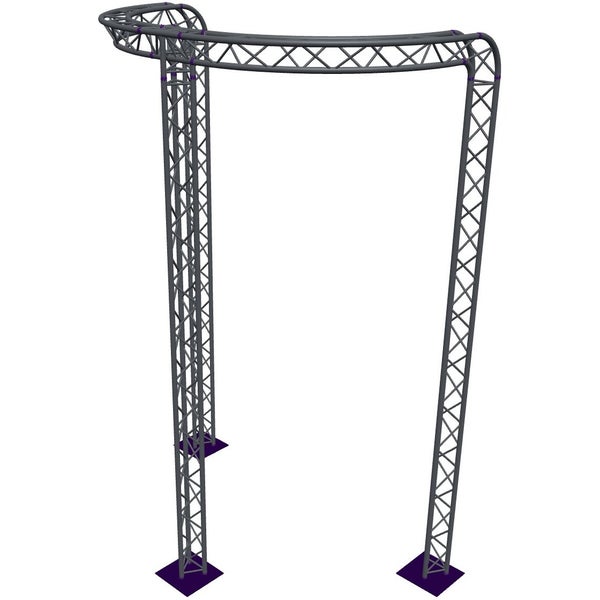 Altura FA33-CIRH-Ø3-H5.5-C21R-AD-S ½-circle triangular truss, Ø3 × 5.5 m, silver, 90° bend, apex down