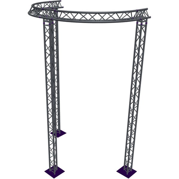 Altura FA33-CIRH-Ø3-H5.5-AU-S ½-circle triangular truss, Ø3 × 5.5 m, silver, T-brace, apex up