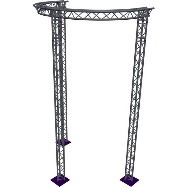 Altura FA33-CIRH-Ø3-H6-AD-S Trave triangolare a semicerchio Ø3×6 m, argento, angolo a T con vertice verso il basso