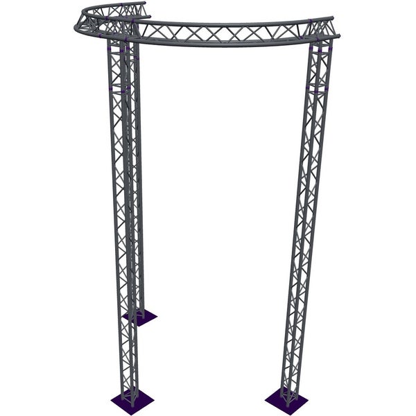 Altura FA33-CIRH-Ø3-H6-AU-S ½-circle triangular truss, Ø3×6m, silver, T-brace, apex up