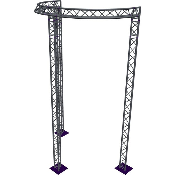 Altura FA33-CIRH-Ø3-H6-C21-AU-S ½-circle triangular truss, Ø3×6m, silver, 90°, apex up