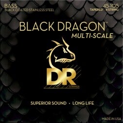 DR Strings DBSMB-45 Black Dragon Medium 45-105 Tapered Multi-Scale jeu de cordes pour guitare basse électrique