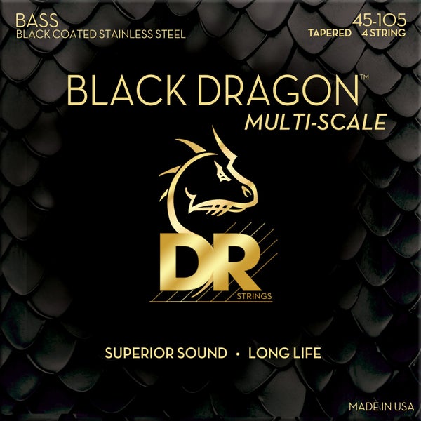 DR Strings DBSMB-45 Black Dragon Medium 45-105 Tapered Multi-Scale jeu de cordes pour guitare basse électrique