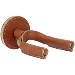 Levys Leathers LVY-FGHNGR-BRTN Brass Forged Guitar Hanger with Tan Leather gitaar muurbeugel