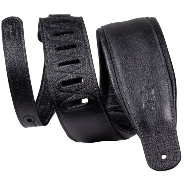 Levys Leathers M26GP-BLK-BLK Staple Series Padded Leather 8.25 cm Black-Black gewatteerde leren gitaarband
