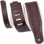 Levys Leathers M26GP-DBR-CRM Staple Series Padded Leather 8.25 cm Dark Brown-Cream gewatteerde leren gitaarband