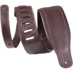 Levys Leathers M26GP-DBR-DBR Staple Series Padded Leather 8.25 cm Dark Brown-Dark Brown gewatteerde leren gitaarband