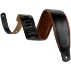 Levys Leathers M26PD-BLK-TAN Amped Leather Series 7.5 cm Black and Tan leren gitaarband