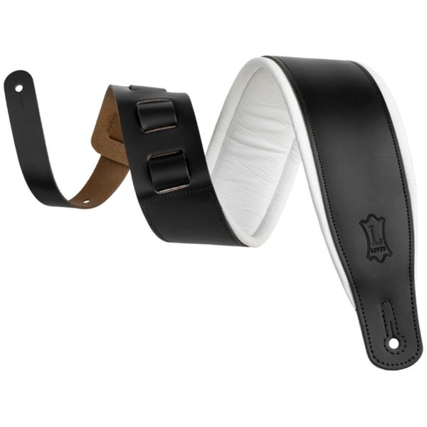 Levys Leathers M26PD-BLK_WHT Amped Leather Series 7.5 cm Black and White leren gitaarband