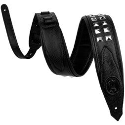 Levys Leathers M80GRPDX-BLK Rebel Series Leather Studs 6.5 cm Black leren gitaarband met studs